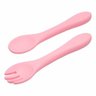 Colher e Garfo Infantil de Silicone para Bebe Bpa Free Rosa - 1