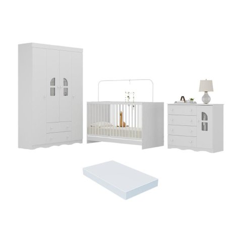 Quarto de Bebê Completo com Berço 3 em 1 com Colchão Incluso Liz Multimóveis Mp4567