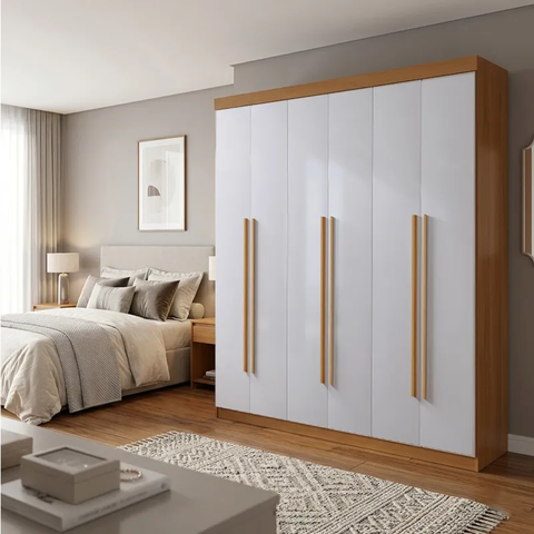 Guarda-Roupa Monte Carlo Cinamomo Off White 6 Portas e 6 Gavetas Larg. 2.32m - Ddoro Móveis