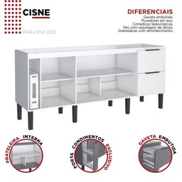 Balcão para Cozinha 3 Portas 3 Gavetas Cisne  - 2