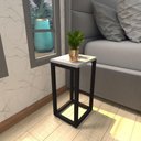 Ver imagem 1 de Mesa de Cabeceira Industrial Cinza Mdf Canto Quarto Mesas de Cabeceira Mesinha Cabeçeira Cabiceira