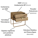 Ver imagem 4 de Kit 02 Mesas de Cabeceira 2g Organica 60 Cm 28062 Hanover Dourado Artesano