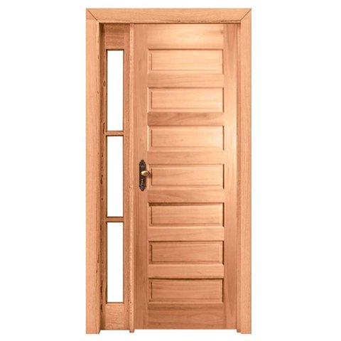 Kit Porta de Madeira Maciça Pe28 Vidro Lateral Cedro Arana Bat.12 Cm Gold Esel-213ax110l-ladodireito