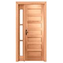 Ver imagem 1 de Kit Porta de Madeira Maciça Pe28 Vidro Lateral Cedro Arana Bat.12 Cm Gold Esel-213ax110l-ladodireito