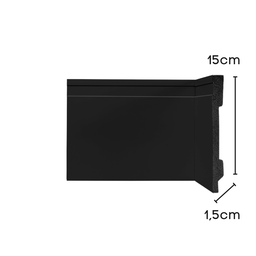 Rodape Poliestireno 15cm Preto Frisado 2,40 Metros 6750 - 2