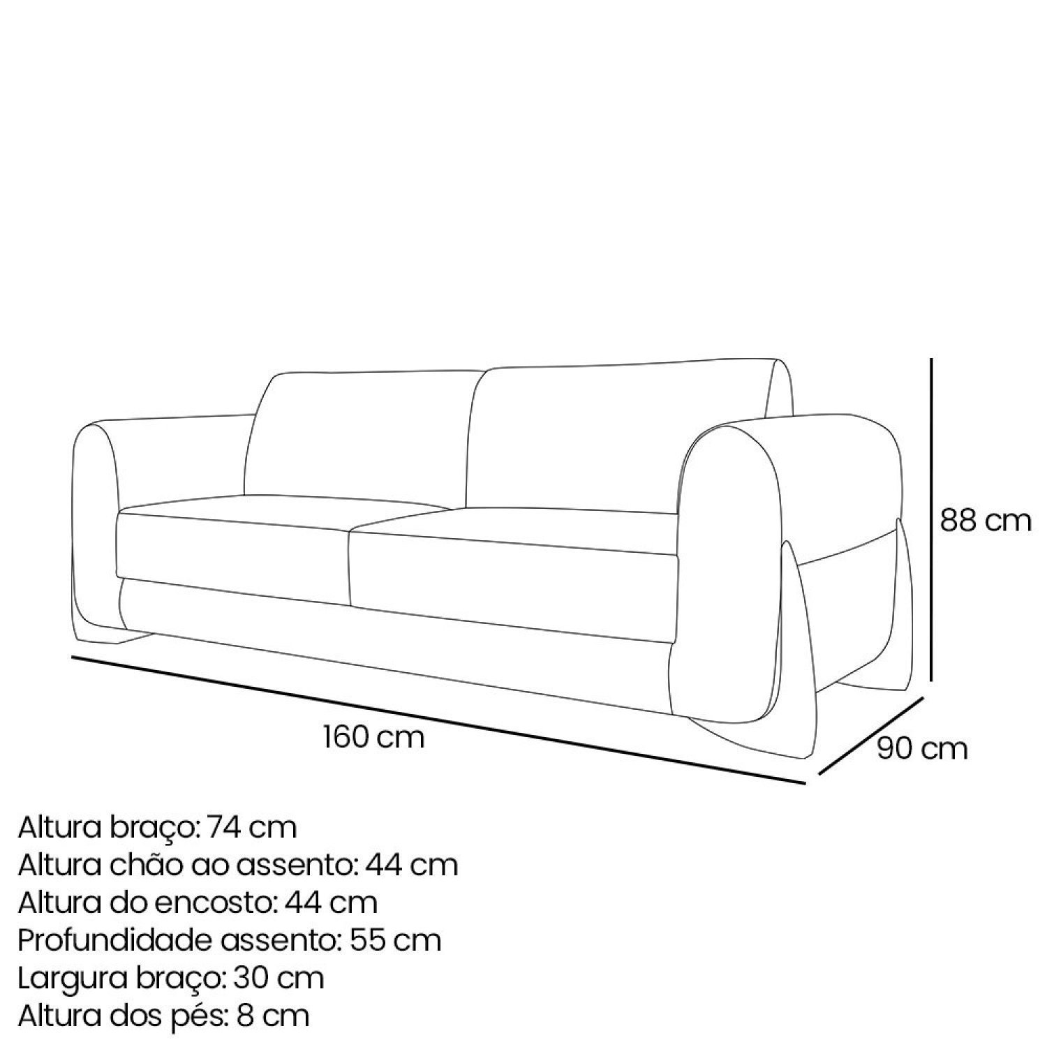 Sofá 2 Lugares 160cm Linho Djon  - 3