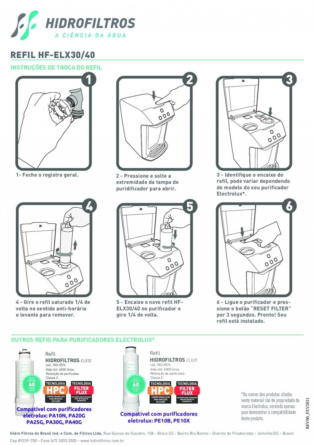 Kit 02 Refil Filtro Electrolux Purificador Água Pe11b Pe11x - 6