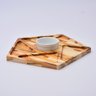 Petisqueira Pentagonal em Madeira Teca com Molheira de Porcelana - 3