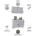 Ver imagem 3 de Armário Cozinha e Balcão com Tampo 100cm Luziania Cinza Claro - Lumil