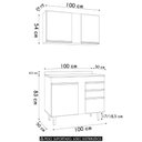 Ver imagem 4 de Armário Cozinha e Balcão com Tampo 100cm Luziania Cinza Claro - Lumil