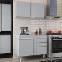 Ver imagem 2 de Armário Cozinha e Balcão com Tampo 100cm Luziania Cinza Claro - Lumil