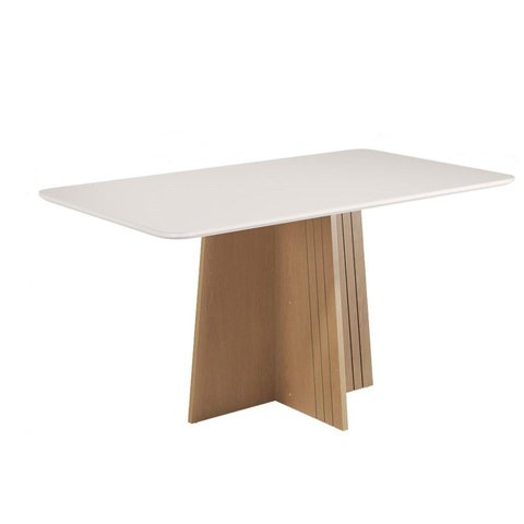 Mesa para Sala de Jantar 160x90cm Isa Amarelo/Mel/Off White