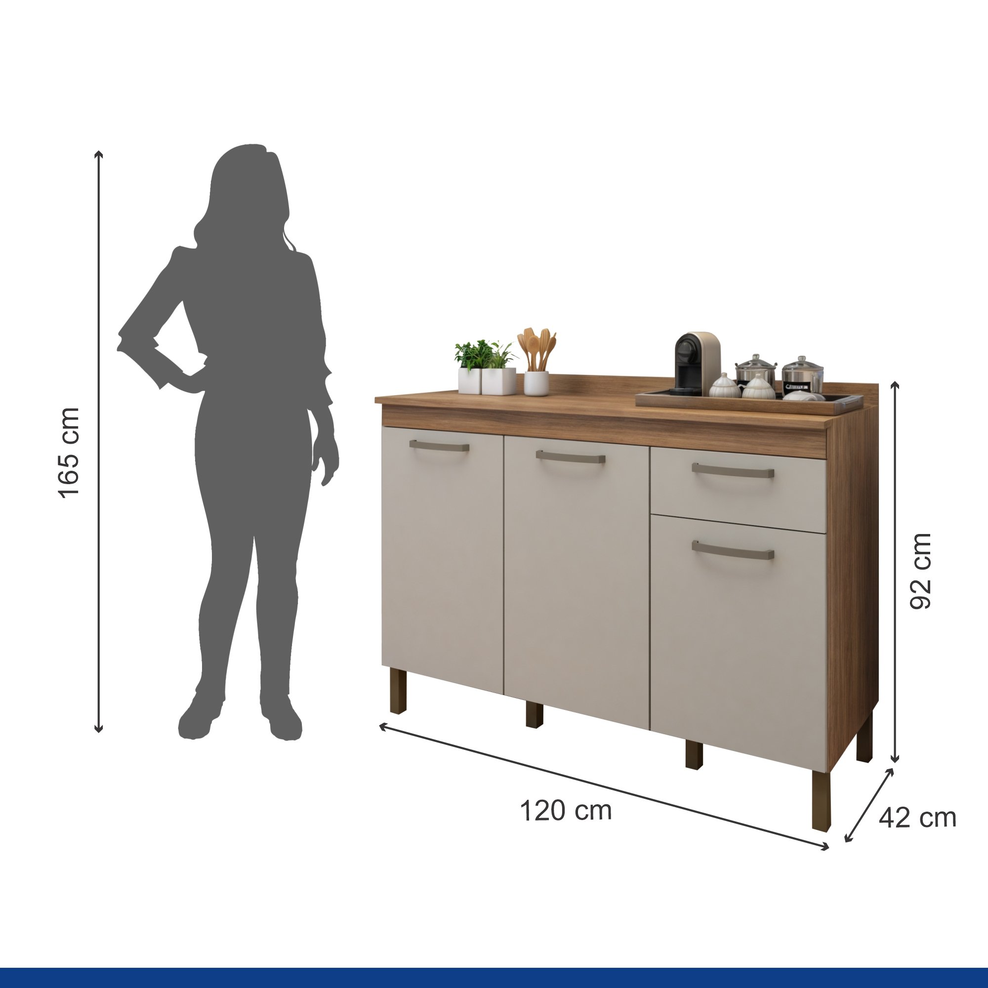 Balcão 120cm 3 Portas 1 Gaveta São Luis - 6