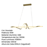 Lustre Pendente 120cm 50w 3 Temperaturas 3000/4000/6000k Bivolt Dourado Lumier - 2