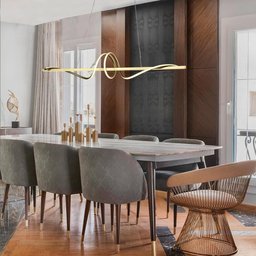 Lustre Pendente 120cm 50w 3 Temperaturas 3000/4000/6000k Bivolt Dourado Lumier - 9