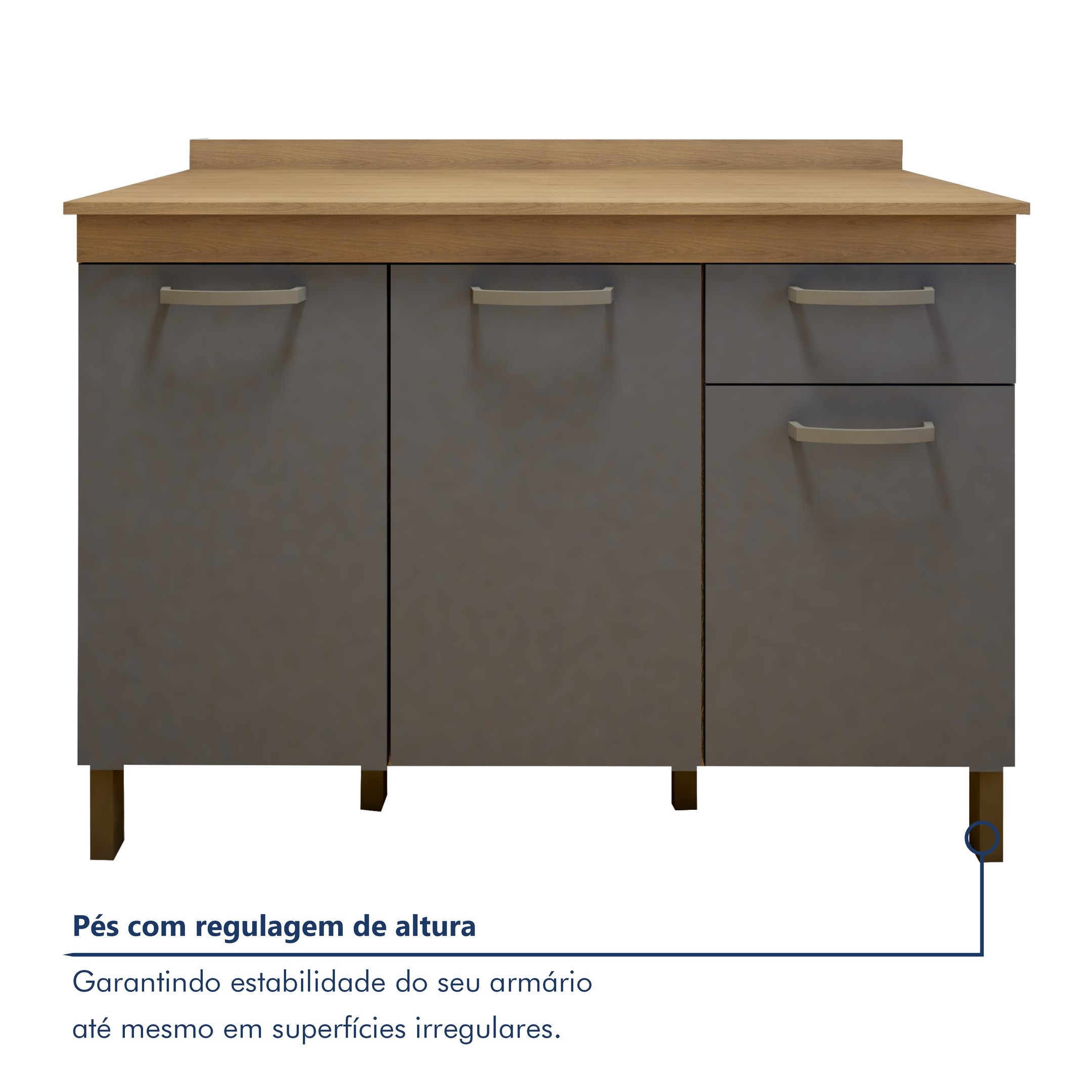 Balcão 120cm 3 Portas 1 Gaveta São Luis - 2