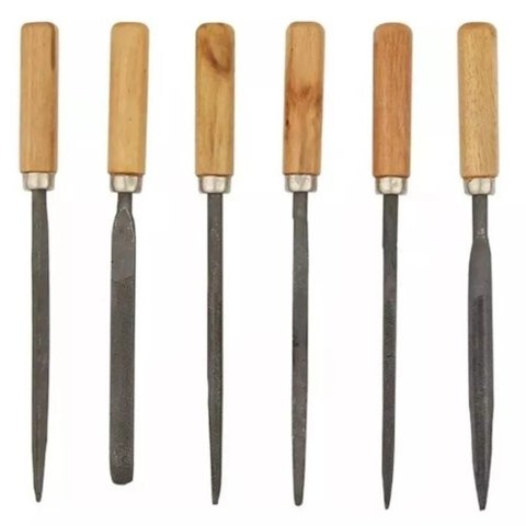 Jogo Lima Agulha Kit 6 Peças com Cabo Madeira Limas Multiuso