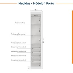 Guarda Roupa Modulado de Canto 5 portas 3 Peças Hera CabeCasa MadeiraMadeira - 8