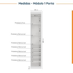 Guarda Roupa Modulado de Canto 5 portas 3 Peças Hera CabeCasa MadeiraMadeira - 8