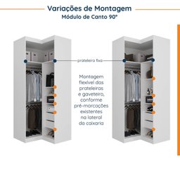 Guarda Roupa Modulado de Canto 5 portas 3 Peças Hera CabeCasa MadeiraMadeira - 11