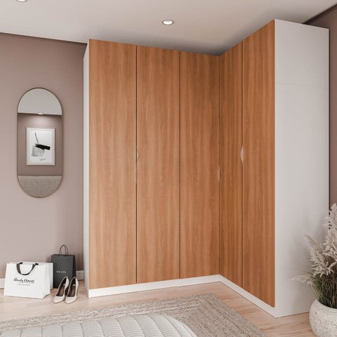 Guarda Roupa Modulado de Canto 5 portas 3 Peças Hera CabeCasa MadeiraOriginals