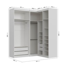 Guarda Roupa Modulado de Canto 5 portas 3 Peças Hera CabeCasa MadeiraMadeira - 5