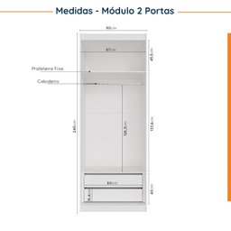 Guarda Roupa Modulado de Canto 5 portas 3 Peças Hera CabeCasa MadeiraMadeira - 10