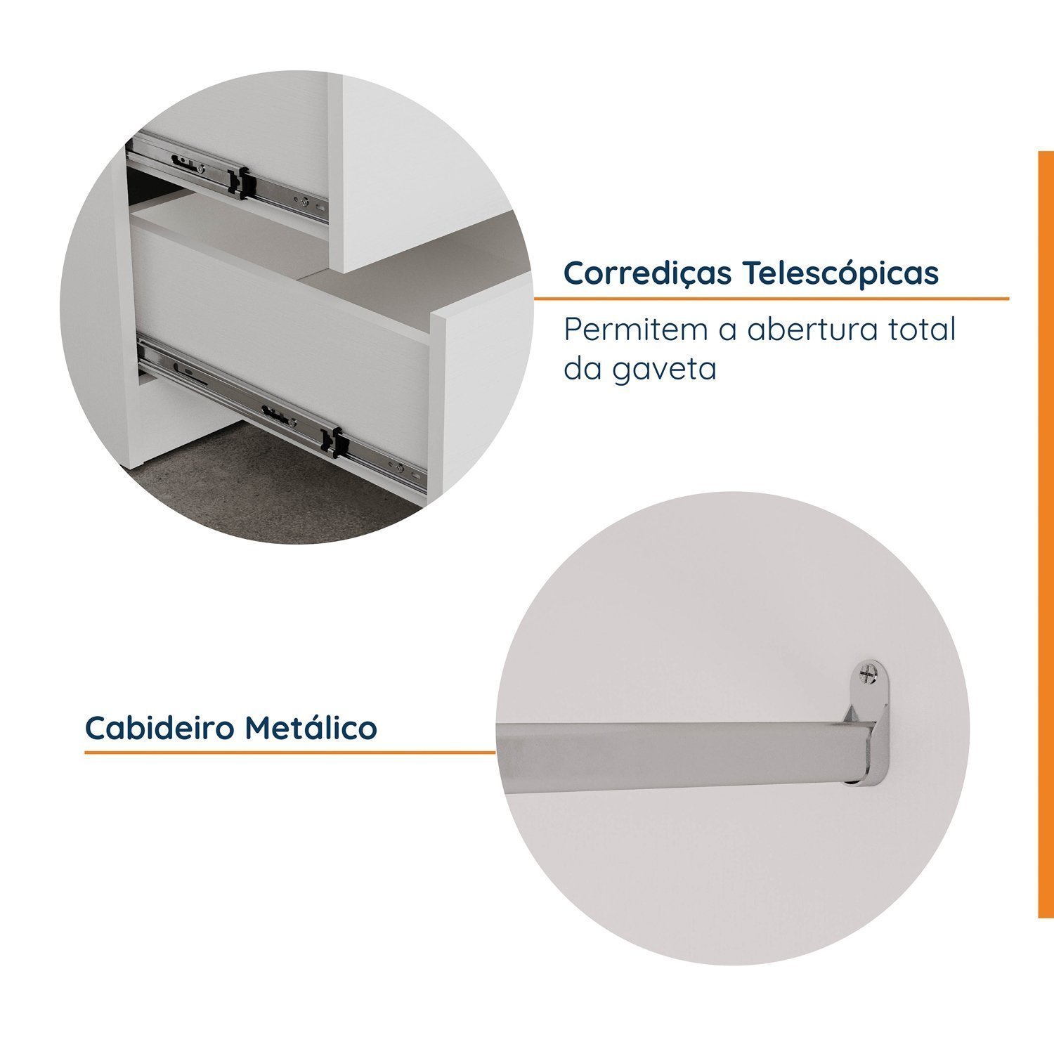 Guarda Roupa Modulado de Canto 5 portas 3 Peças Hera CabeCasa MadeiraMadeira - 16