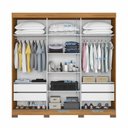 Ver imagem 7 de Guarda Roupa Casal 2 Espelhos 3 Portas de Correr 4 Gavetas Versa Laranja/Freijó Trend/Off White