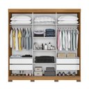 Ver imagem 4 de Guarda Roupa Casal 2 Espelhos 3 Portas de Correr 4 Gavetas Versa Laranja/Freijó Trend/Off White