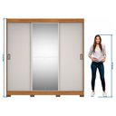 Ver imagem 5 de Guarda Roupa Casal 2 Espelhos 3 Portas de Correr 4 Gavetas Versa Laranja/Freijó Trend/Off White