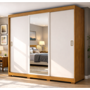 Ver imagem 1 de Guarda Roupa Casal 2 Espelhos 3 Portas de Correr 4 Gavetas Versa Laranja/Freijó Trend/Off White