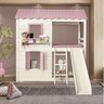 Cama Alta Infantil com Escorregador e Telhado Completo Club House Premium Casatema MadeiraOriginals - 1