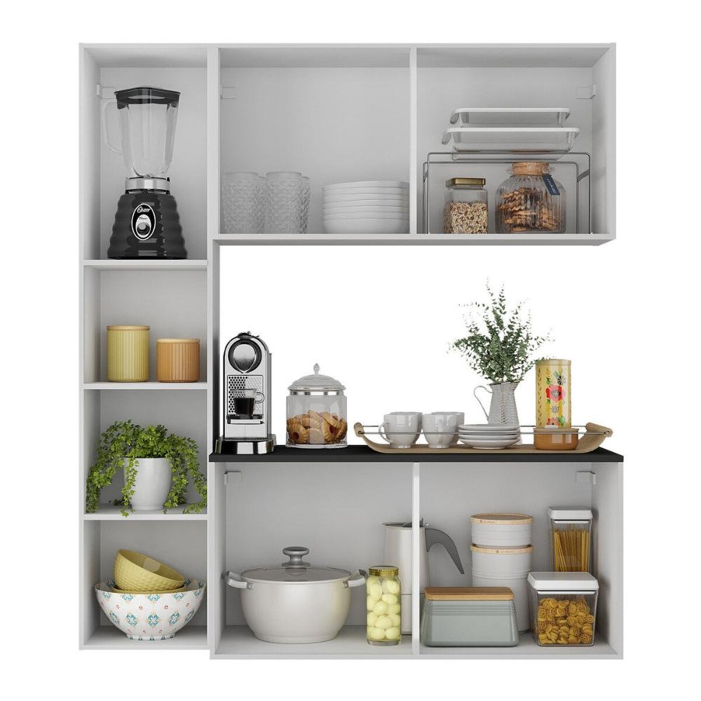 Armário de Cozinha Compacta com Balcão Linea Fit 4 Portas