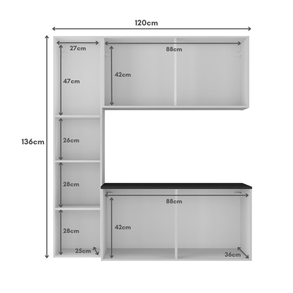 Armário de Cozinha Compacta com Balcão Linea Fit 4 Portas