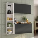 Ver imagem 1 de Armário de Cozinha Compacta com Balcão Linea Fit 4 Portas Multimóveis Mp2218 Branco/preto