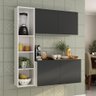 Armário de Cozinha Compacta com Balcão Linea Fit 4 Portas Multimóveis Mp2218 Branco/preto - 1