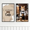 Ver imagem 1 de Kit 2 Quadros Cantinho do Café Gatinho 33x24cm - com Vidro:moldura Preta
