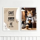 Ver imagem 2 de Kit 2 Quadros Cantinho do Café Gatinho 33x24cm - com Vidro:moldura Preta