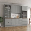 Ver imagem 1 de Cozinha Compacta 263cm Americana com Vidro 4 Peças 11 Portas 3 Gavetas Henn