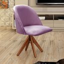 Ver imagem 4 de Poltrona Gaia Decorativa Base Giratoria de Madeira Veludo Confortavel Roxo Bella Decor