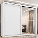 Ver imagem 1 de Guarda Roupa Casal Essencial 2 Portas de Correr 6 Gavetas com 8 Espelhos Branco/Absoluto