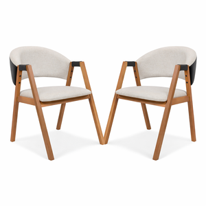 Kit 2 Cadeiras Jantar Madeira Maciça Mel Estofado Linho Bege