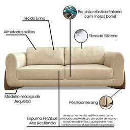 Sofá 2 Lugares 180cm Linho Djon  - 4