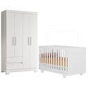 Ver imagem 1 de Berço Convencional Nacional Life 2217 com Guarda Roupa Olimpia MDF Branco Flex Albatroz Móveis