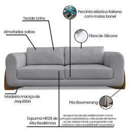 Sofá 2 Lugares 180cm Linho Djon  - 4