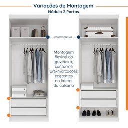 Guarda Roupa Modulado de Casal 12 Portas 6 Peças 2 Mesas de Cabeceira Hera CabeCasa MadeiraMadeira - 9