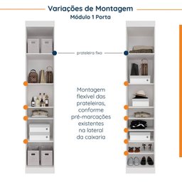 Guarda Roupa Modulado de Casal 12 Portas 6 Peças 2 Mesas de Cabeceira Hera CabeCasa MadeiraMadeira - 7