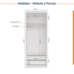 Guarda Roupa Modulado de Casal 12 Portas 6 Peças 2 Mesas de Cabeceira Hera CabeCasa MadeiraMadeira - 10