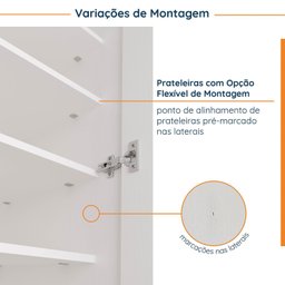 Guarda Roupa Modulado de Casal 12 Portas 6 Peças 2 Mesas de Cabeceira Hera CabeCasa MadeiraMadeira - 16
